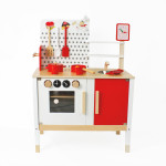 Detská drevená kuchynka Lucia - červeno-hnedá