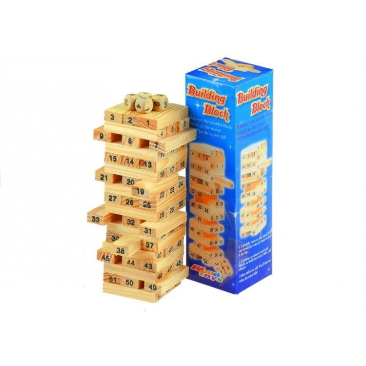 Jenga - hra s drevenými dielikmi a číslami