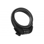 Zámok na bicykel - Špirálový Uzáver S Kódom 10x1200mm, Čierna+ Madlo