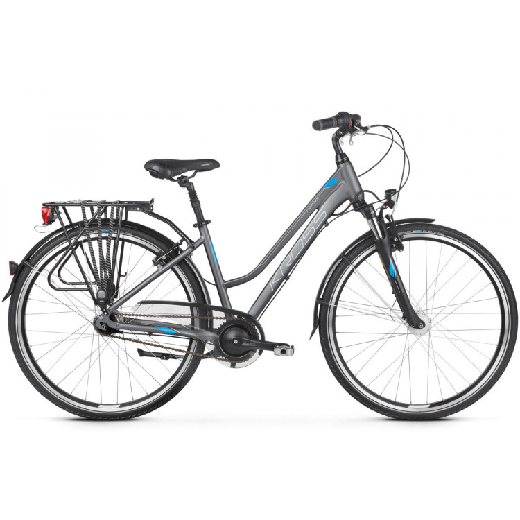 Trekingový bicykel 28 Kross Trans 6.0 Pánsky DM Grafitovo-modro-srieborný