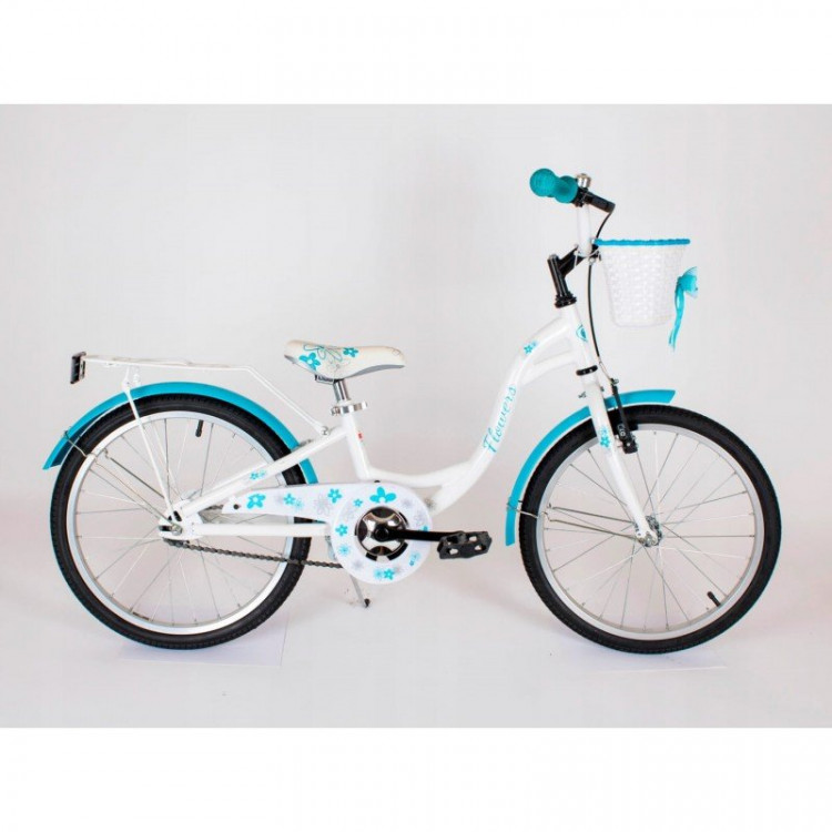 Detský bicykel 20 Turbo Flowers bielo-modrý