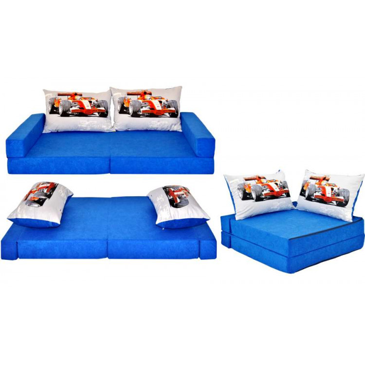 Detská pohovka Welox Collage - formula, modrá