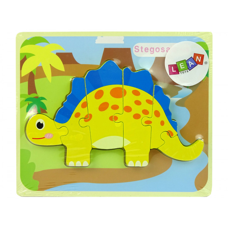 Drevené puzzle STEGOSAURUS / OVIRAPTOR žltá