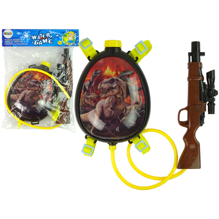 Vodná pištoľ so zabudovaným zásobníkom v batohu Dinosaurus červený