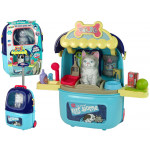 Kozmetický salón pre mačku v kufríku - modrá 