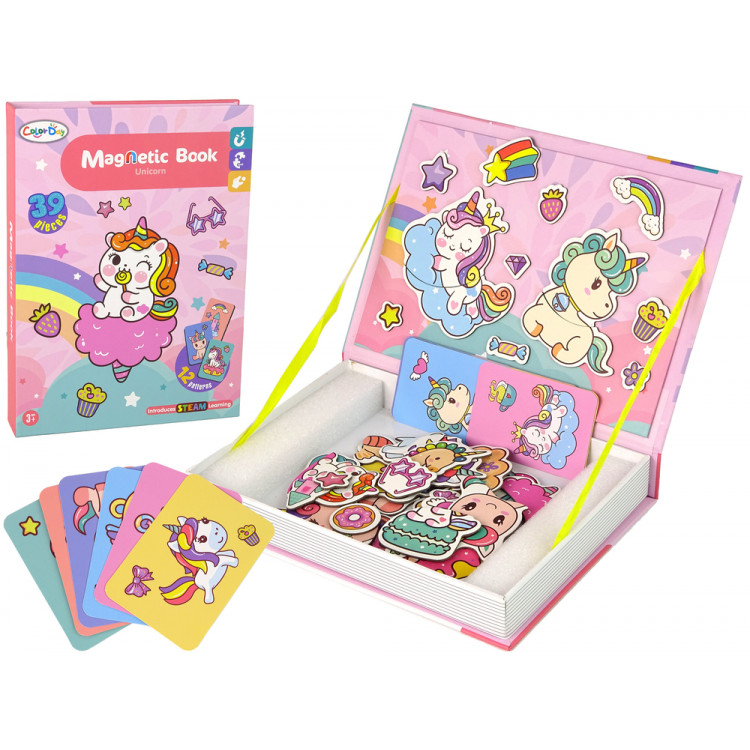 Magnetická kniha Jednorožce - puzzle a karty