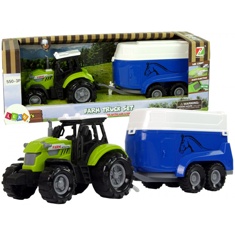 Traktor s prívesom na kone so zvukom, zelená Traktor s prívesom na kone so zvukom, zelená