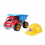 Plastový sklápač červeno-modrý + prilba 3961