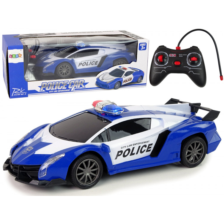 R/C Policajné pretekárske auto 1:16 na diaľkové ovládanie modré