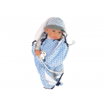 Bábika v zavinovacej deke – modrá 46 cm