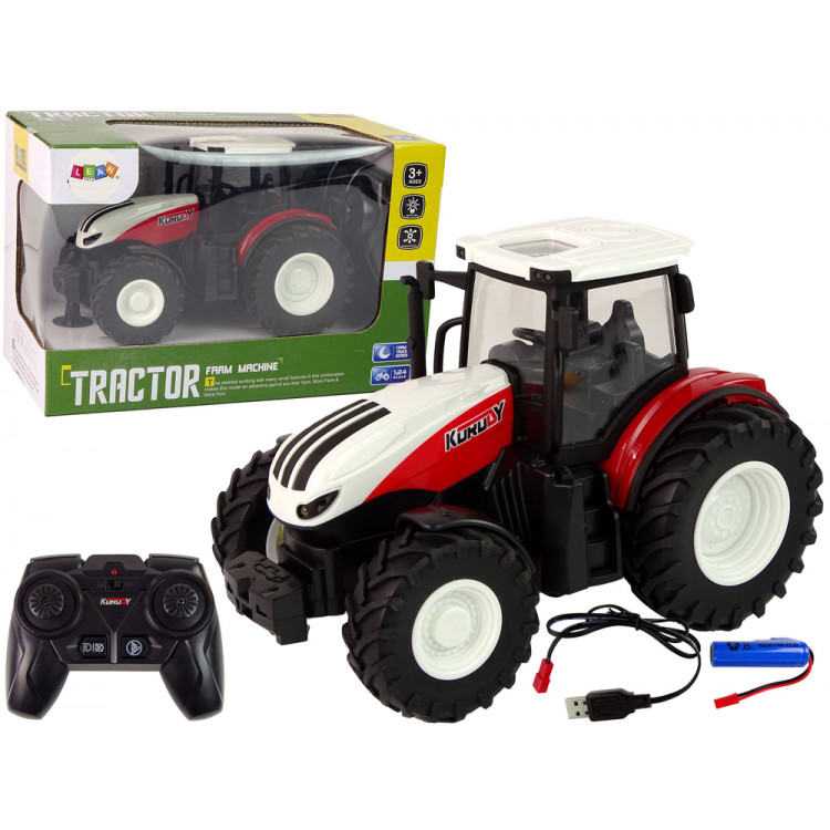 Traktor na diaľkové ovládanie 1:24 – červeno-biely Traktor na diaľkové ovládanie 1:24 – červeno-biely