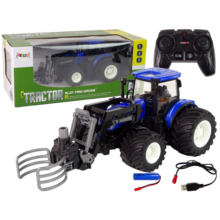 Modrý traktor na diaľkové ovládanie 1:24 – s lyžicou Modrý traktor na diaľkové ovládanie 1:24 – s lyžicou