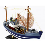 Zberateľská rybárska drevená loď – modrá 45cm