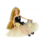 Bábika Emily v elegantných šatách s mačiatkom