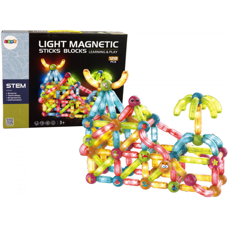 Svietiace magnetické bloky - 128 prvkov