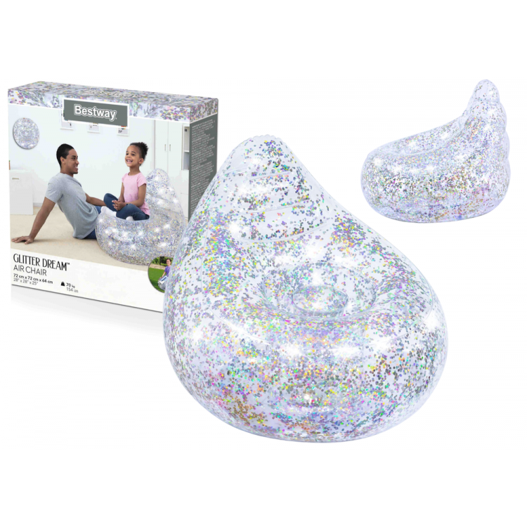 Nafukovacie trblietavé kreslo 72 x 72 x 64 cm - Bestway 75105