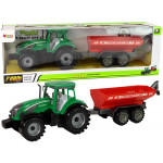 Zelený traktor s červenou vlečkou – trecí pohon