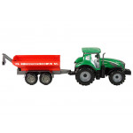 Zelený traktor s červenou vlečkou – trecí pohon