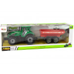 Zelený traktor s červenou vlečkou – trecí pohon