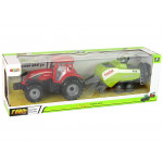 Červený traktor so sejačkou – trecí pohon