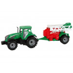 Zelený traktor s postrekovačom – trecí pohon