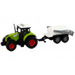 Traktor s bielym prívesom