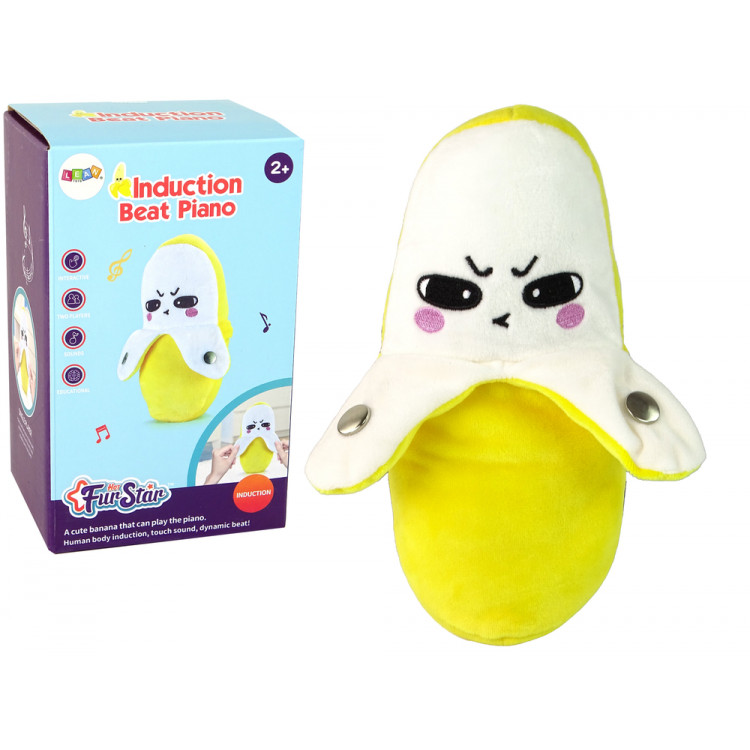Plyšový banán, melódie - 22 cm žltá