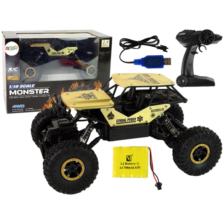 RC Auto Off-road, vysoké kolesá 1:18 – plastové, čierno zlaté