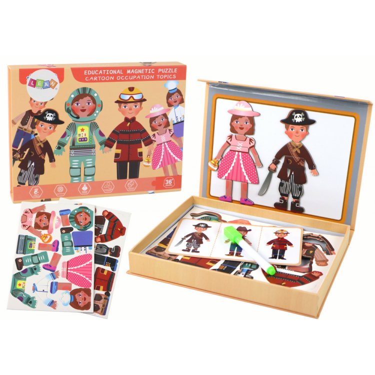 Sada edukačných magnetických puzzle – Kreslené postavičky