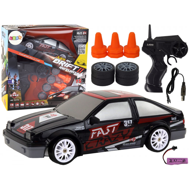 Čierne športové autíčko R/C – 1:24