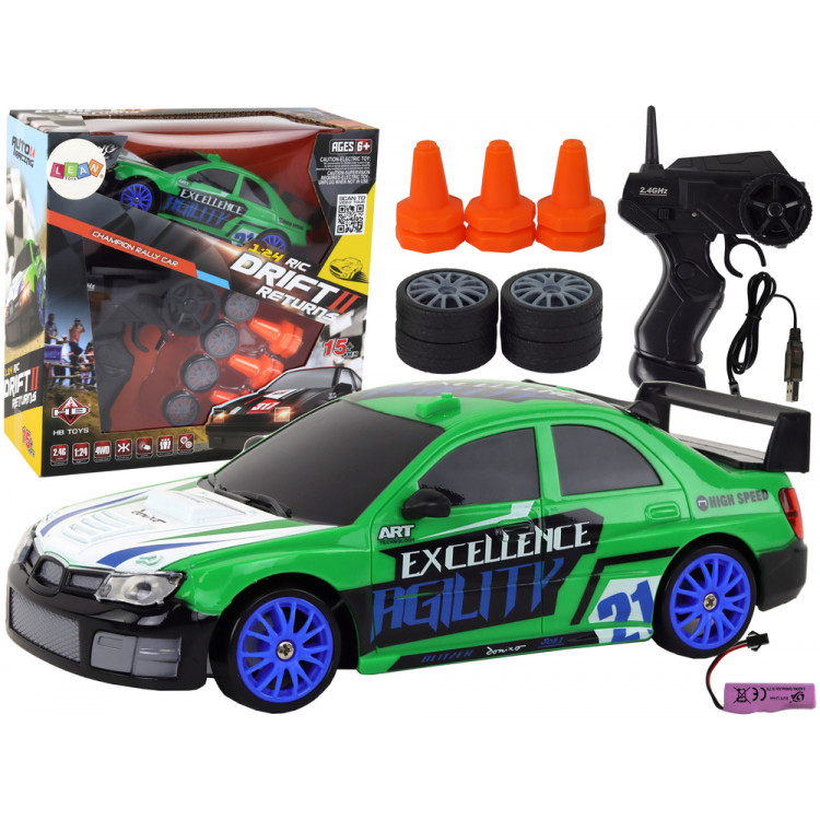 Zelené športové autíčko R/C – 1:24