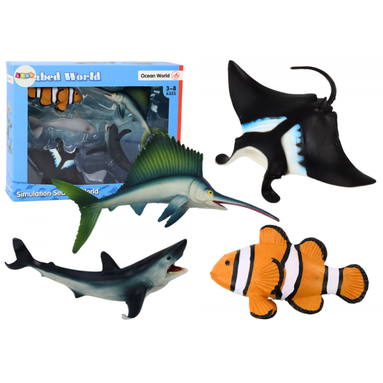 Sada figúrok morských živočíchov, ryby – 5 kusov