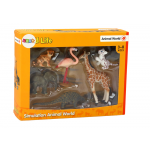 Sada figúrok – žirafa, plameniak, slon, tiger