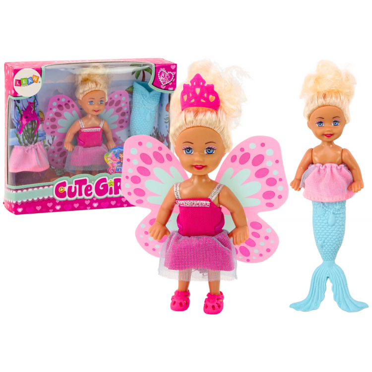 Mini bábika Morská panna a víla 2v1