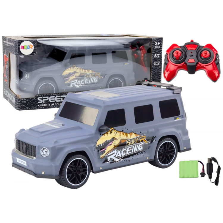 RC auto na diaľkové ovládanie s dinosaurom 1:10 - sivé