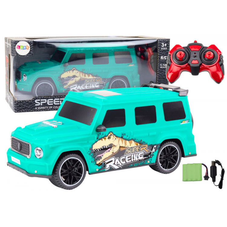 RC auto na diaľkové ovládanie s dinosaurom 1:10 - zelené