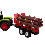 Poľnohospodársky traktor s prívesom na drevo, 9 kmeňov – zelená