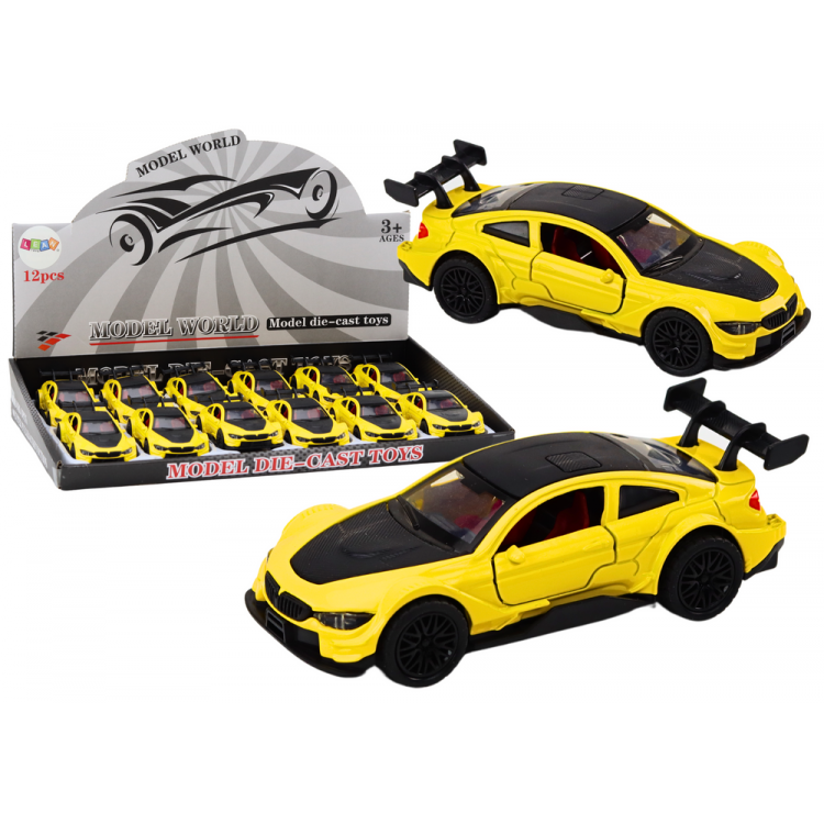 Športové auto 1:32, kovové – žltá