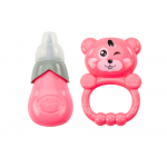 Bábika v ružových šatách, cikajúca – zvukové efekty