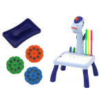 Mini projektor 2v1 Jednorožec – hra Tetris a stôl na kreslenie – modrá