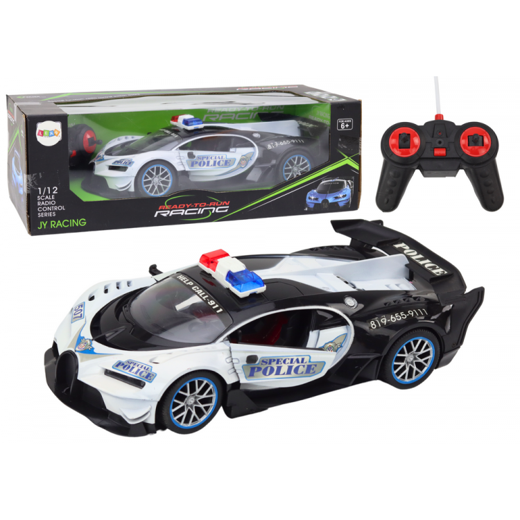 RC policajné auto na diaľkové ovládanie 1:12 Biele RC policajné auto na diaľkové ovládanie 1:12 Biele