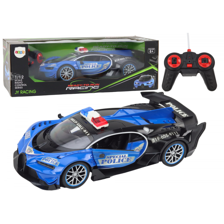 RC policajné auto na diaľkové ovládanie 1:12 Modré RC policajné auto na diaľkové ovládanie 1:12 Modré