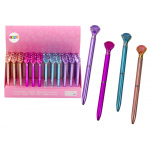 Guľôčkové matné pero s diamantom, modrá náplň 0,7 mm – Mix