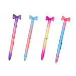 Guľôčkové farebné pero s mašličkou, modrá náplň 0,7 mm – mix