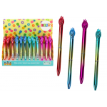 Guľôčkové lesklé pero a ananásom, modrá náplň 0,7 mm – mix