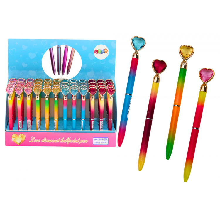 Guľôčkové pero so srdiečkom, modrá náplň 0,7 mm – Mix