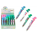 Viacfarebné automatické guľôčkové pero Dinosaurus - 6 farieb, mix