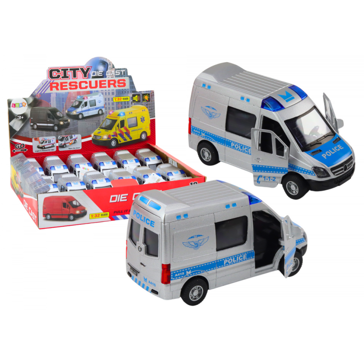 Policajné auto 1:32, kovové, svetlá, zvuky