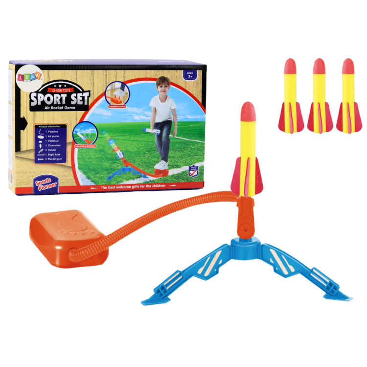 Raketomet s pumpou, penové žlté rakety 3 kusy