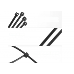 Sťahovacie pásky 2,5 x 200mm, čierna - 100 kusov